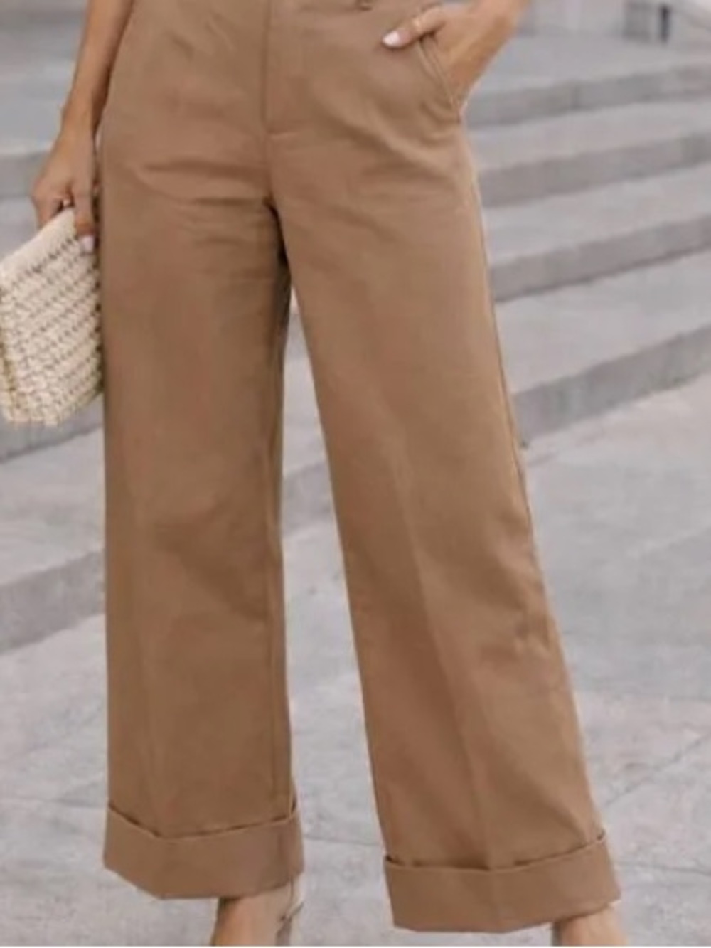 Wide-Leg High-Waist Pants in Greige by le chateau size 4